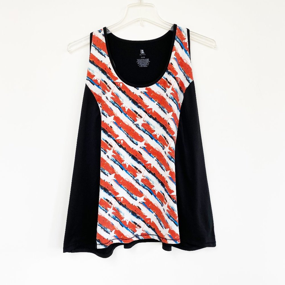 LB Active Black Star Print Workout Tank 26/28 4X